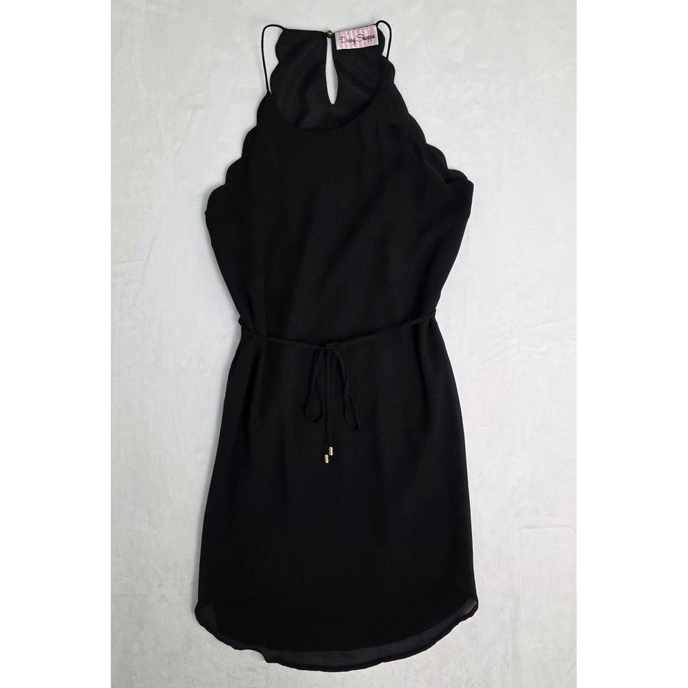 Dress Daisy Shoppe Womens Small Black Scalloped Halter Naked Zebra‎ Mini